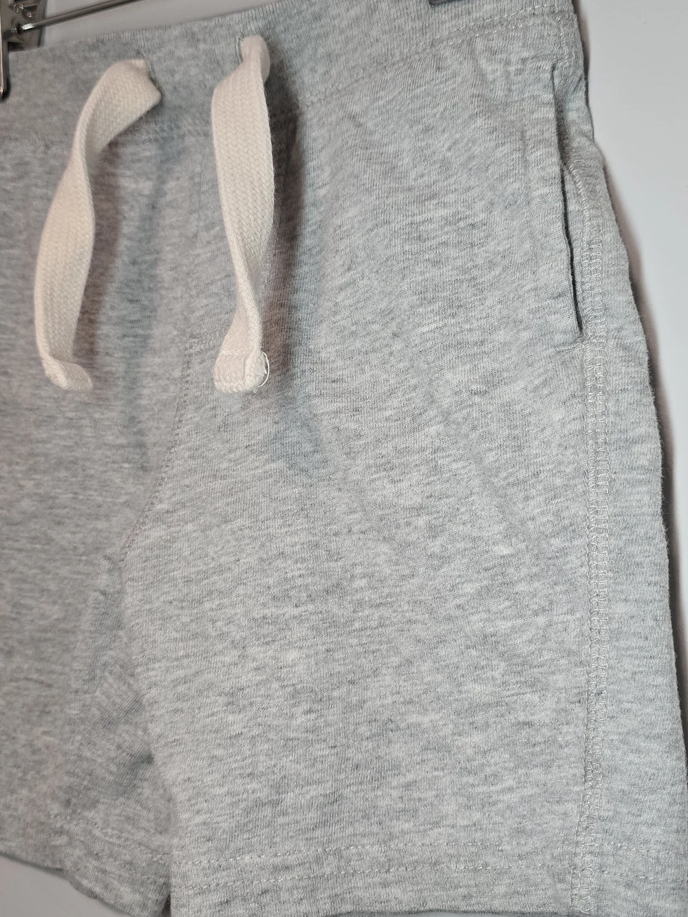 GAP Light Gray Knit Drawstring Shorts with Cream Tie